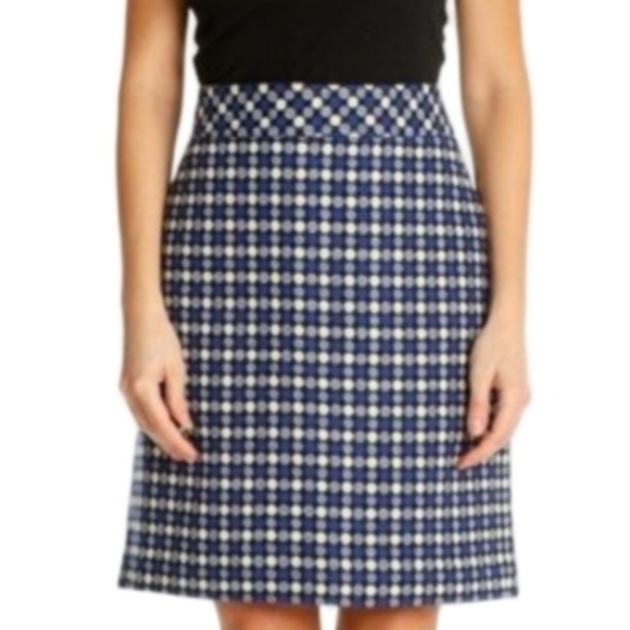 Talbots Dresses & Skirts - Talbots Wool Blend Tweed Royal Blue Black & White Mod Polka Dot Pattern Skirt